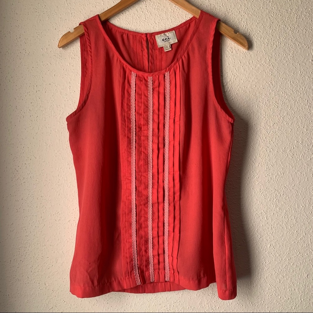 Small Coral Pleated Front Shell Top from Nordstrom